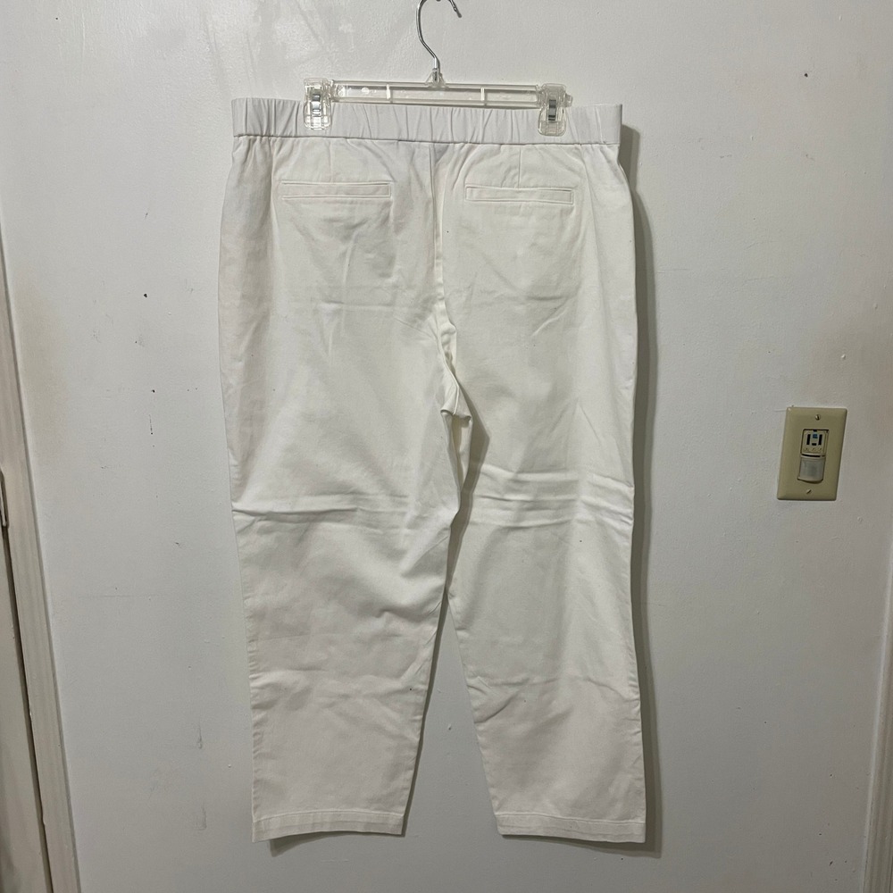 Lands End Womens White Pull On Mid Rise Straight Leg Chino Pants Size 16